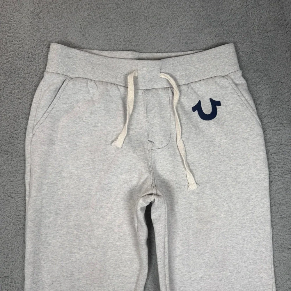 True Religion Mens‎ Heather Gray Horseshoe Logo Jogger Sweatpants Small S Gray